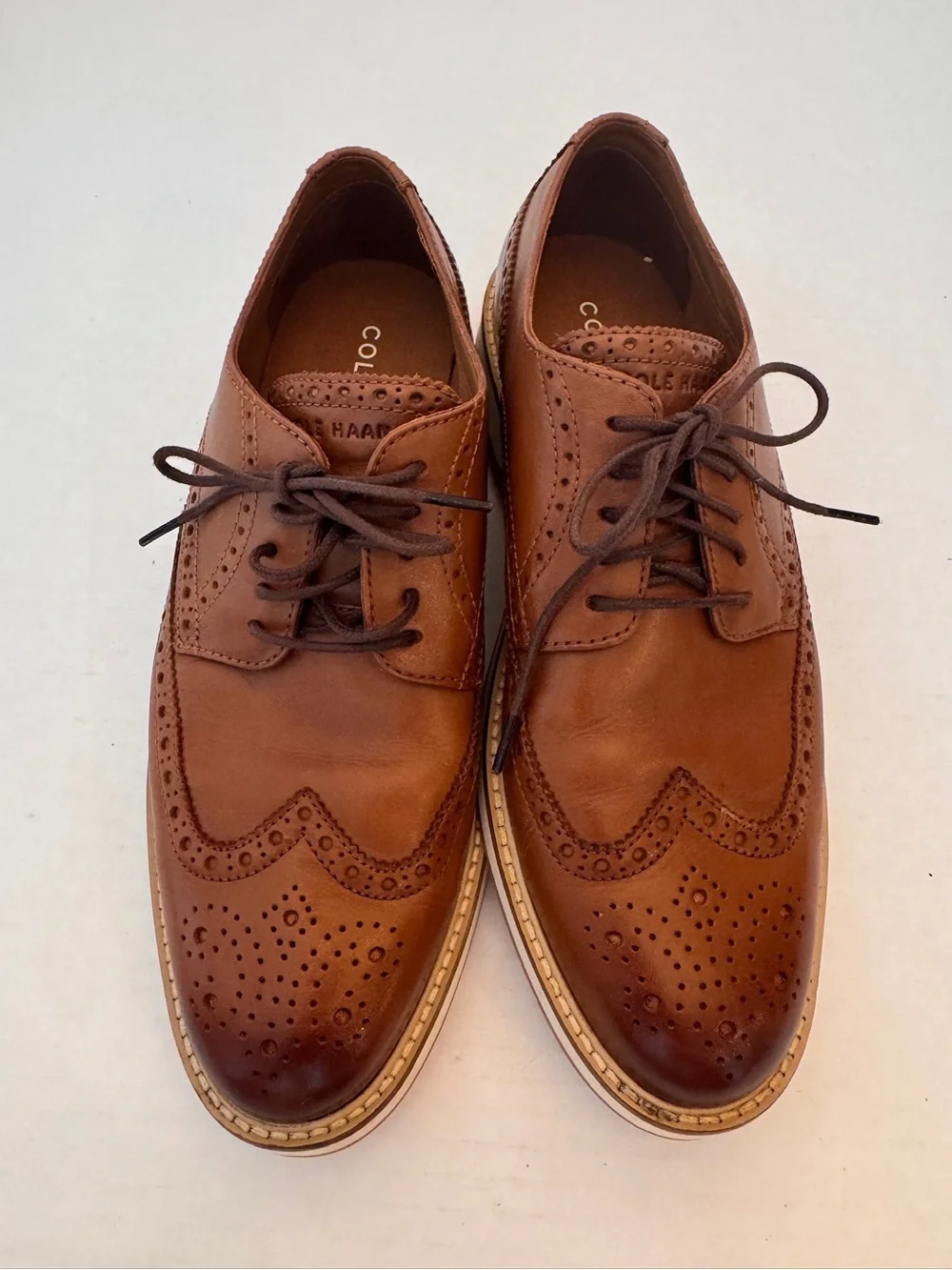 Cole Haan Men's Morse Grand Wingtip Oxford Shoes Chestnut Brown Size 8.5 Sneaker